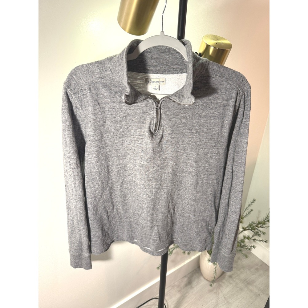 J.Crew mens pullover heathered vtg gray cotton quality sustainable med preppy ec